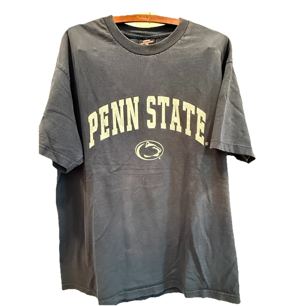 Penn State Nittany Lions T-Shirt XL Navy Blue Double Stitch Short Sleeve VTG 90